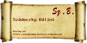 Szádeczky Bálint névjegykártya